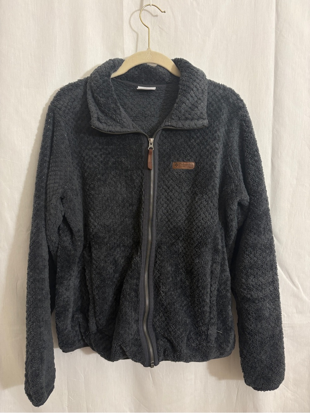 Columbia Fire Side II Sherpa Fleece Jacket Women’s L Gray Full Zip AL1086 - Picture 2 of 6